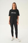 Siyah Music Baskı Oversize Tişört 1717