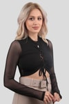 Siyah Ön Bağlama Detay Bluz 239
