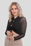 Siyah Ön Bağlama Detay Bluz 239