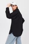 Siyah Oversize Basic Uzun Gömlek 4664A
