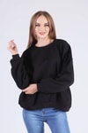 Siyah Oversize Bisiklet Yaka Sweat 8138M