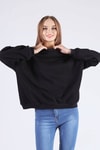 Siyah Oversize Bisiklet Yaka Sweat 8138M