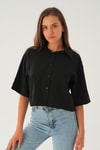 Siyah Oversize Kısa Gömlek 4159A