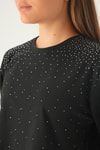 Siyah Oversize Taşlı Tişört 21569
