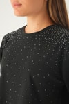 Siyah Oversize Taşlı Tişört 21569