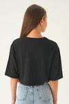 Siyah Oversize Taşlı Tişört 21569