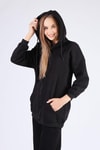 Siyah Oversize Uzun Fermuarlı Sweat 8124M