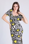 Siyah Papatya Desen Elbise 10769