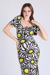 Siyah Papatya Desen Elbise 10769