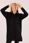 Siyah Polo Yaka Fitilli Kazak 23214