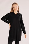 Siyah Polo Yaka Fitilli Kazak 23214