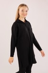 Siyah Polo Yaka Fitilli Kazak 23214
