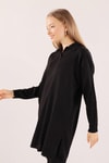 Siyah Polo Yaka Fitilli Kazak 23214