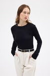 Siyah Premium/Viskoz Yumuşak Kumaşlı Parmak Geçmeli Crop Bluz 8162A