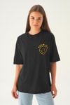 Siyah Psalm Baskı Oversize Tişört 1702