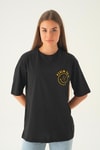 Siyah Psalm Baskı Oversize Tişört 1702
