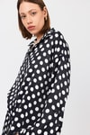 Siyah Puantiye Desen Oversize Saten Gömlek 9411