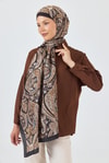 Siyah Retro Desenli Şal 4004