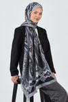 Siyah Retro Desenli Şal 5684