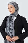 Siyah Retro Desenli Şal 5684