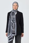 Siyah Retro Desenli Şal 5684