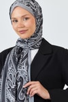 Siyah Retro Desenli Şal 5684