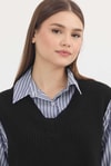 Siyah-Saks Gömlek Detay Kazak 5395