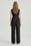 Siyah Sıfır Kol Peplum Bluz Bol Paça Pantolon Takım 18007