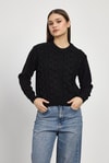 Siyah Simli Fırfır Detay Kazak 24364
