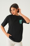 Siyah Summer Baskı Oversize Tişört 1710