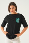 Siyah Summer Baskı Oversize Tişört 1710
