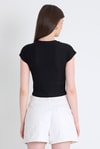 Siyah Taş Detaylı Slim Fit Crop Tişört 9207M