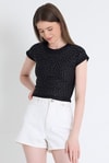 Siyah Taş Detaylı Slim Fit Crop Tişört 9207M