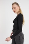 Siyah Uzun Kol Bisiklet Yaka Basic Body 950