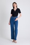 Siyah V Yaka Aksesuar Detaylı Slim Fit Tişört 9206M