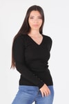 Siyah V Yaka Fitilli Kazak 1020
