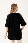 Siyah V Yaka Oversize Tişört 9002M