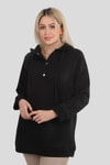 Siyah Yaka Çıtçıtlı Kapüşonlu Sweat 9020M