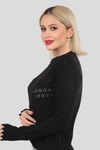 Siyah Yaka Detay İşlemeli Kazak 5164