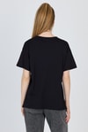 Siyah Yazı Baskılı %100 Pamuk Oversize Tişört 2150-3M