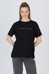 Siyah Yazı Baskılı %100 Pamuk Oversize Tişört 2150-3M