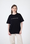 Siyah Yazı Baskılı Oversize Pamuklu Tişört 2150-5M