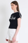 Siyah Yazı Baskılı Slim Fit Crop Tişört 6059