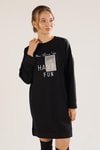 Siyah Yazı Baskılı Sweat 3437