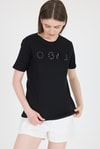 Siyah Yazı Kabartmalı Relaxed Fit Tişört 25224