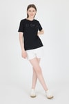 Siyah Yazı Kabartmalı Relaxed Fit Tişört 25224