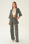 Siyah Zebra Desen Kimono Takım 4118A