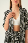 Siyah Zebra Desen Kimono Takım 4118A