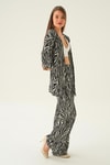Siyah Zebra Desen Kimono Takım 4118A