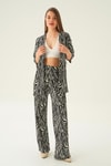 Siyah Zebra Desen Kimono Takım 4118A